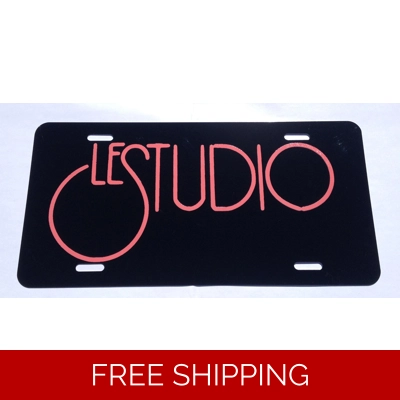 Le Studio License Plates Black Pink Logo